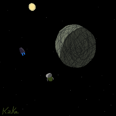 a robot floating in orbit of europa after being ejected from a spacecraft, the spacecraft is seen leaving europaean orbit